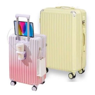 Bogazy Travel遊趣 20+20吋USB充電/掛勾/杯架多功能行李箱登機箱(多色任選)