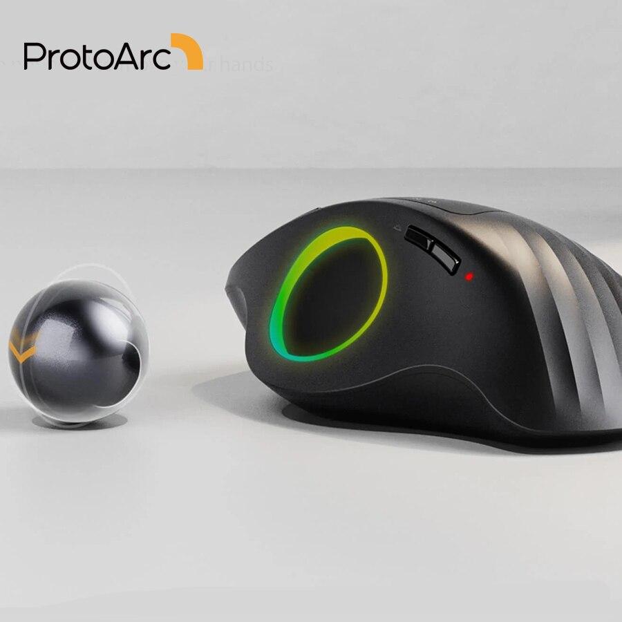 Proflarc BluetoothワイヤレストラックボールMouse 充電式rgb 人間工学