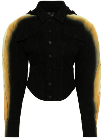 Mugler - Corseted Gradient-effect denim jacket - women - Organic Cotton - 38 - Black
