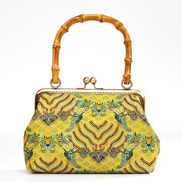 中國風特色手工藝品云錦復古竹子提手女式手提包出國送老外禮品