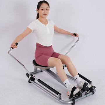 家用劃船機可折疊腰背鍛煉健身器材雙桿液壓仿真賽艇式劃船器雙槳