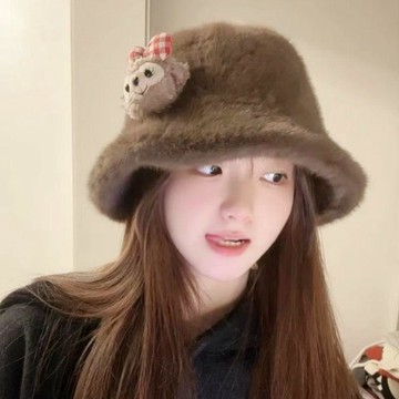 嚴選好物💯毛茸茸可愛漁夫帽子女秋冬保暖百搭水桶創意護耳顯臉小素顏帽顯臉小保暖漁夫雷鋒帽潮漁夫帽 帽冷帽盆帽 針織漁夫帽
