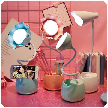 臺燈護眼書桌大學生臥室床頭燈創意浪漫充電小夜燈多功能帶筆筒