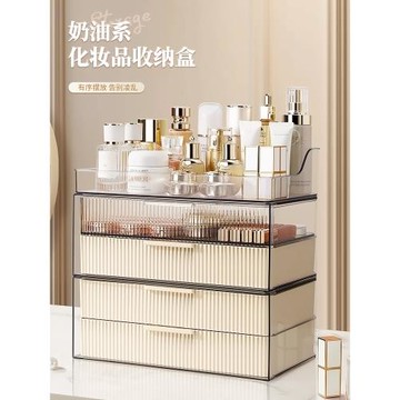 梳妝臺化妝品置物架家用桌面多層防塵護膚品口紅面膜收納盒高級感
