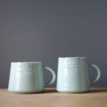 景德鎮陶瓷馬克杯影青瓷水杯辦公杯咖啡杯純手工杯子簡約家用時尚