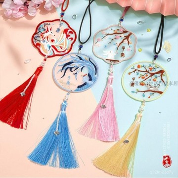 🎀臺灣出貨🎀刺繡 平安符 手作 材料包 附繡框 十字繡 雙面繡 平安福 御守 繡品 歲歲平安 DIY 手工 掛飾 吊飾刺