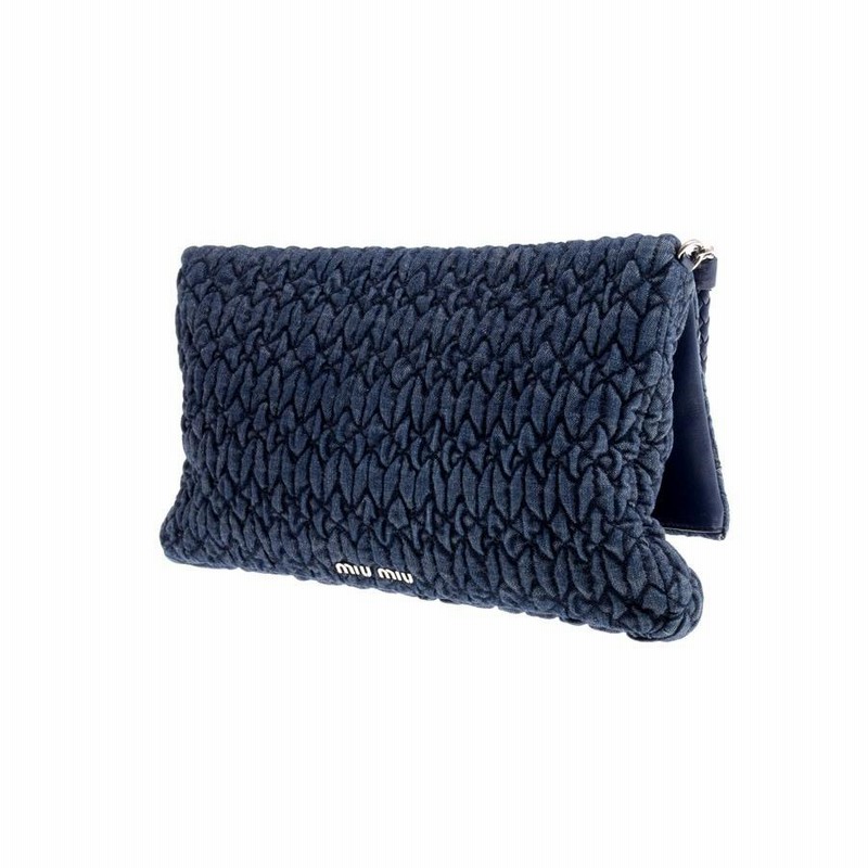 ミュウミュウ・MIUMIU 2WAYクラッチバッグ デニム 青 ビジュー RP0169 