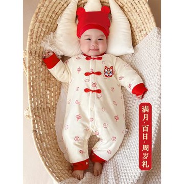周歲禮服女寶寶嬰兒冬款連體衣新生嬰兒兒衣服年服男寶冬裝拜年服