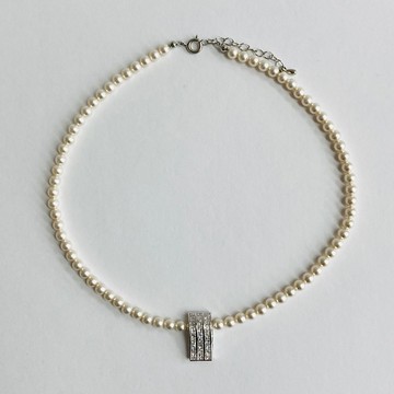 貝殼仿珍珠短項鍊 / 綴飾款 #A / 5mm 約 40cm + 5cm / 米白 / R / 日本製造