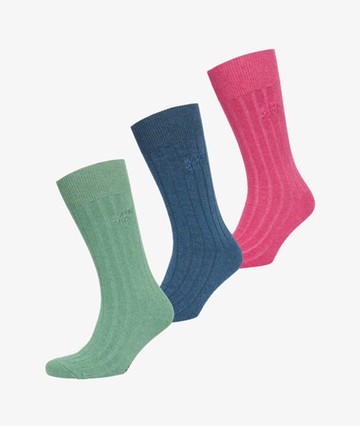 Superdry Women's Women's Organic Cotton Unisex Core Rib Crew Sock 3 Pack Pink / Cerise Marl - Size: XS/S
