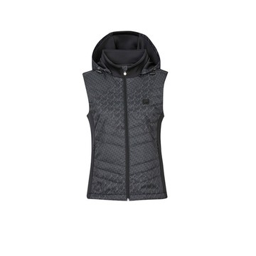 FILA GOLF 防潑水女鋪棉連帽背心(帽可拆)-黑色 5VEZ-6018-BK