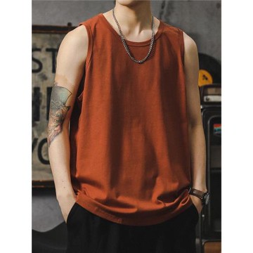 工字運動背心男潮高級感無袖t恤坎肩跑步寬松體恤馬甲純棉家居服