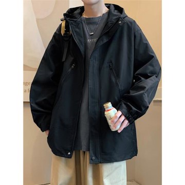 青少年工裝外套男2024新款美式機能風沖鋒衣春秋潮流寬松痞帥夾克