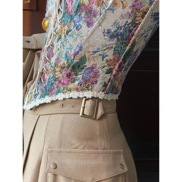 (免運)LaceMade 波特小姐 系帶提花魚骨胸衣女春夏法式外穿碎花吊帶上衣