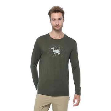 【Wildland 荒野】100%美麗諾長袖上衣 男 鼠尾草綠 0B02602-169