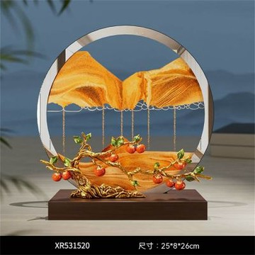 柿柿如意流沙畫擺件 辦公室/客廳裝飾品 送禮