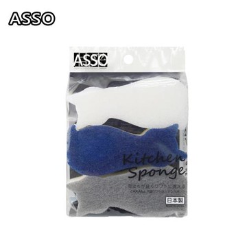 貓咪造型抗菌廚房海綿(3入組)AS-001