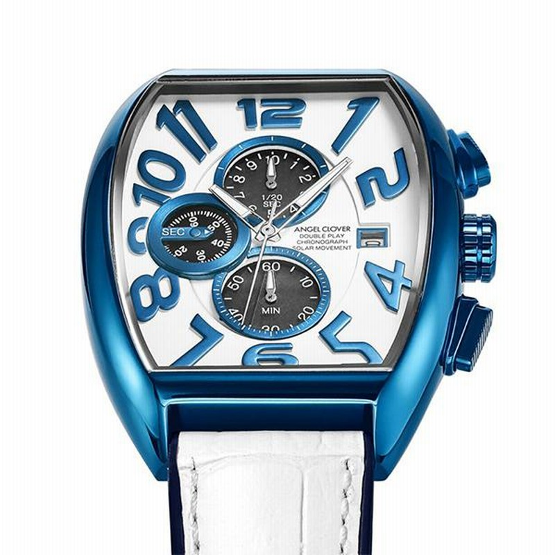 時計 Angel Clover Double Play Chronograph 白黒のトノー型ソーラー時計『DOUBLE PLAY SOLAR（ダブルプレイ