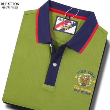 珠地網眼新款夏季男裝短袖休閑T恤男士高檔POLO衫寬松綠色上衣服t