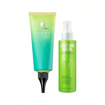 H水楊酸抗痘無痕美體噴霧150ml*1+髮根豐盈沁涼頭皮敷膜150ml*1