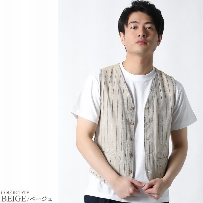 Y's for men SS1995 コットン ストライプジレ ベスト 楽天市場】ジレベスト メンズ ベスト 春夏 カジュアル 綿麻