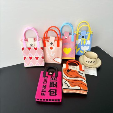 2024新款小眾設計手機包時尚手提包針織迷你單肩斜挎包節日禮物