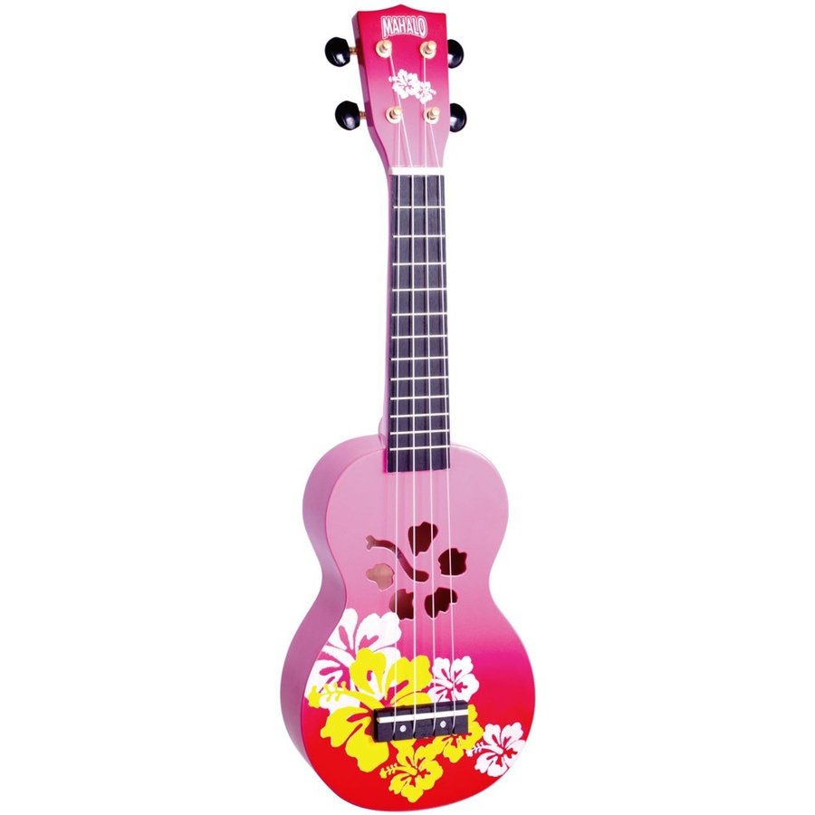 MAHALO ソプラノ UKULELE デザイナーシリーズ ハイビスカス MD1 HB レッド バースト