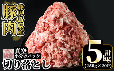 A5-033 国産！鹿児島県産豚肉切り落とし真空小分け計5kg(250g×20P)霧島市 豚肉 小分け 切り落とし 真空パック