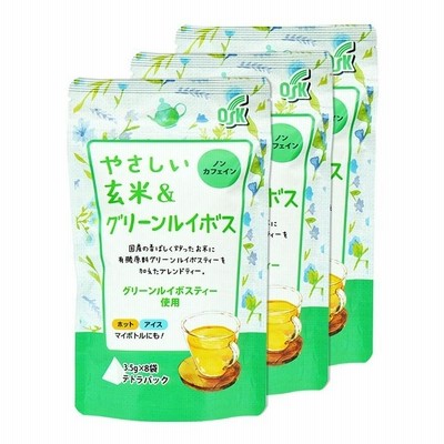 OSK ノンカフェイン やさしい玄米＆グリーンルイボス  (3.5g×8袋)× 3セット  ティーバッグ