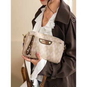 斜挎包女2025新款包包寬肩帶休閑女包多層大容量斜挎包設計感小眾