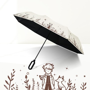 雙龍 小王子扣環三折傘 防曬遮陽傘雨傘折傘B5903(梧桐米)