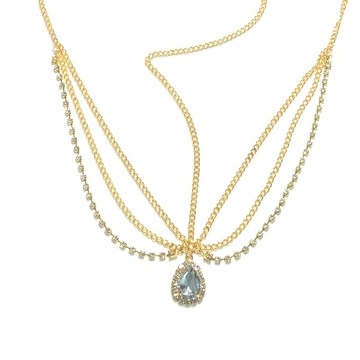 新款異域風情頭飾女仙氣古裝發飾印度新娘珍珠流蘇額飾精靈發箍