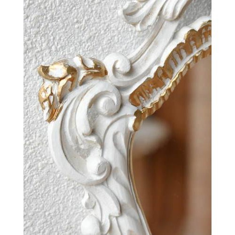 壁掛けミラー イタリア製 壁飾り 鏡 ホワイト ゴールド コンパクト