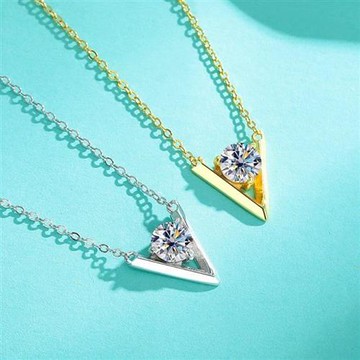【米蘭精品】現貨+預購 頂級莫桑鑽石項鍊925純銀女項鍊鎖骨鍊項鏈情人節禮物-1克拉v型高級感2款74lq77