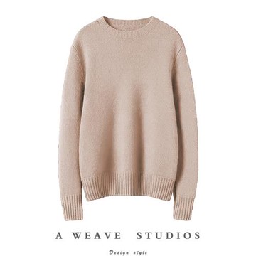 太友好了~簡氣質！兩色屯起色彩 羊絨衫女純羊絨毛衣加厚圓領寬松