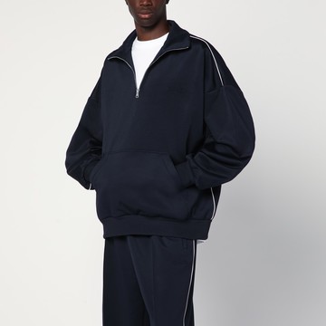 Navy blue sweatshirt in technical jersey