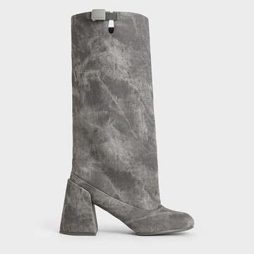 Robbie 丹寧方釦直筒靴