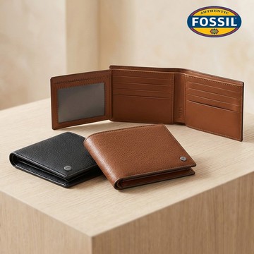 【FOSSIL 官方旗艦館】Eric 真皮質感多卡層皮夾 (兩色可選)