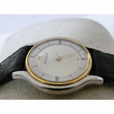 セイコー クレドール 8420-0150 腕時計 SS/革/K18 SEIKO SIGNO セイコー 時計 クレドール シグノ K18コンビ レディース