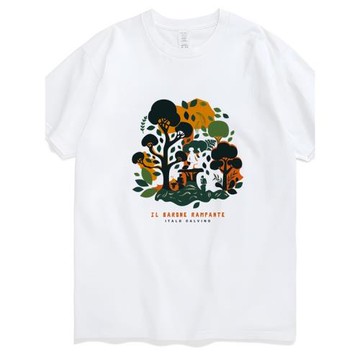 卡爾維諾/看不見的城市/樹上的男爵凡物制寬松男女通款圓領棉T恤