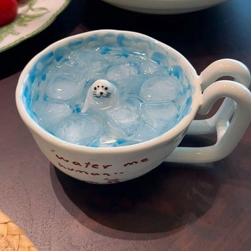 【臺灣出貨】卡通可愛游泳海豹咖啡杯手工製作陶瓷馬克杯牛奶杯創意喝水杯小衆55lkh
