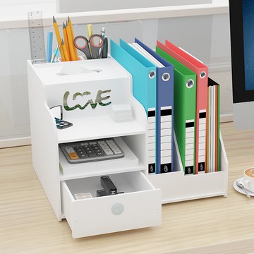 文件收納架 A款紙巾盒文件架辦公室用品桌面收納盒書架文件夾文具簡易學生宿舍神器置物抽紙巾【xy1234】