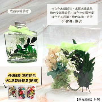 【A-ONE】浮游花DIY花材包 天然乾燥花 尤加利葉 綠色羊齒 花材 花藝花材包 永生花 浮油花 乾花 H40