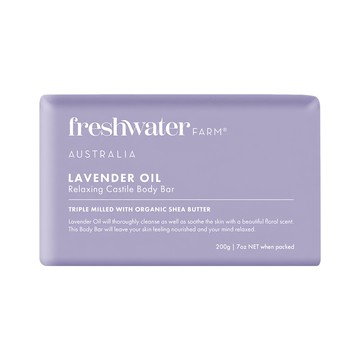 freshwater FARM 薰衣草精油放鬆卡斯提爾潔膚皂 有機乳木果油  薰衣草紓壓無憂  200g  1個