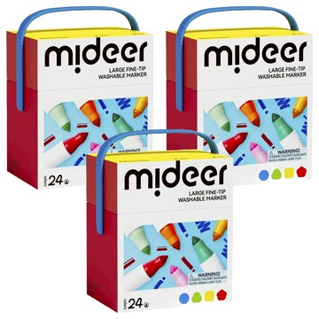 mideer 可水洗大錐頭水彩筆 MD1550 3歲以上適用  24色  3盒
