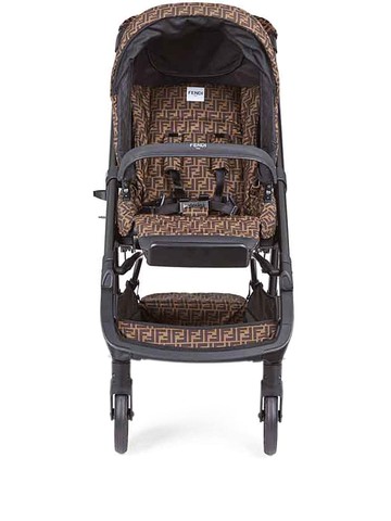 Fendi Kids - FF print 4-heel stroller - kids - Sheepskin/Aluminium/Plastic/Polyester - One Size - Black