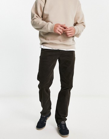 Volcom Solver 5 pocket cord trousers in dark brown