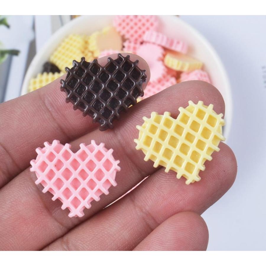 デコパーツ 100個 ハート お菓子 ウエハース 樹脂 レジン DIY アクセサリー スクラップブック 装飾