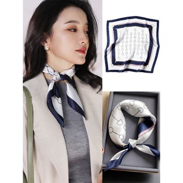 高級感真絲小方巾絲巾女春夏2026新款圍脖薄款桑蠶絲圍巾杭州絲綢