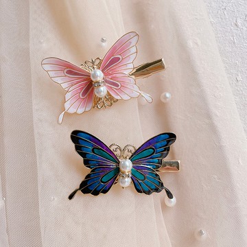 【彩蝶髮夾】 樹脂水晶花飾品 絲巾夾